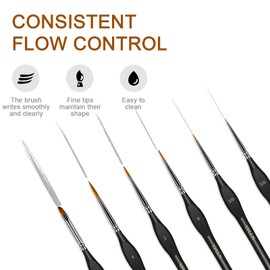 6Pcs Micro Paint Brushes Set with Triangular Handles - for Acrylics, Oils, Watercolors & Paint by Number, Citadel, Figurine, 40k，Mandala Painting（2PACK）(Black)