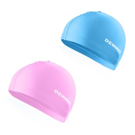 SSyang 2 Pcs Spandex Swim Cap for Kids, Cloth Swim Caps, Fabric Durable Elastic Swimming Pool Cap, Elastic Swimming Caps Bathing Caps for Long and Short Hair, for Kids Adults Women Men