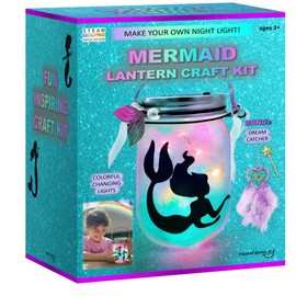 Mermaid Toy Lantern Night Light Jar Craft Kit, Birthday Gifts For Kids, DIY Mermaids Arts and Crafts Set Gift For Girls Ages 3 4 5 6 7 8-12 Years And Up, Mermaid gifts, Little Girls STEM Toy Project
