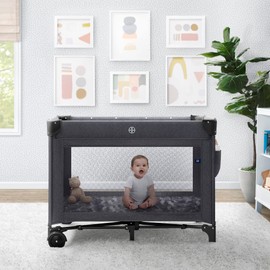 babyGap Deluxe Play Yard by Delta Children - Features a Removable Bassinet and Changing Table, Black Camo
