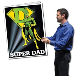 VictoryStore Jumbo Greeting Cards: Giant Father's Day Card with Envelope, Super Dad Design, 2 feet X 3 feet