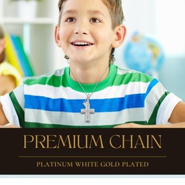 Halukakah Moissanite Cross Pendant Necklace for Boys Teens,4.0ct Total Lab-Grown Diamonds,Platinum White Gold Plated 925 Sterling Silver,40cm Box Chain,Luxury Religious Jewelry for Son,Grandson,Nephew