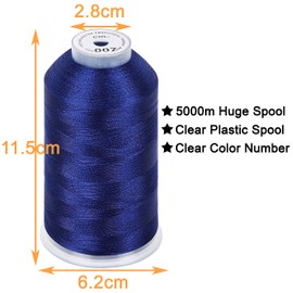 New brothread Set of 2 Polyester Machine Embroidery Thread Huge Spool 5000M for All Embroidery Machines - Prussian Blue