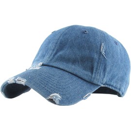 KBETHOS KBE-VINTAGE MDM Washed Cotton Baseball Cap, Medium Denim