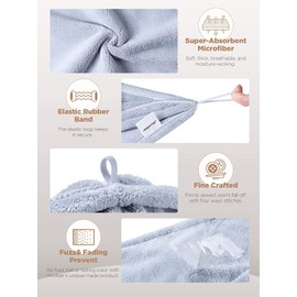 Microfiber Hair Towel, 3 Packs Hair Turbans for Wet Hair, Drying Hair Wrap Towels for Curly Hair Women Anti Frizz (Blue,Grey,Pink)
