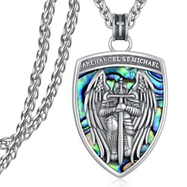 Sbzxbt Saint Michael Necklace 925 Sterling Silver Archangel Michael Pendant Necklace Amulet Religious Jewelry Gifts for Women Men with 22"+2" Rolo Chain