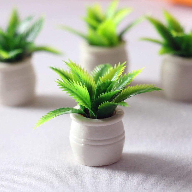 Miniature Plant Accessory, Green Potted Plant, 1:12 Scale, Suitable for
