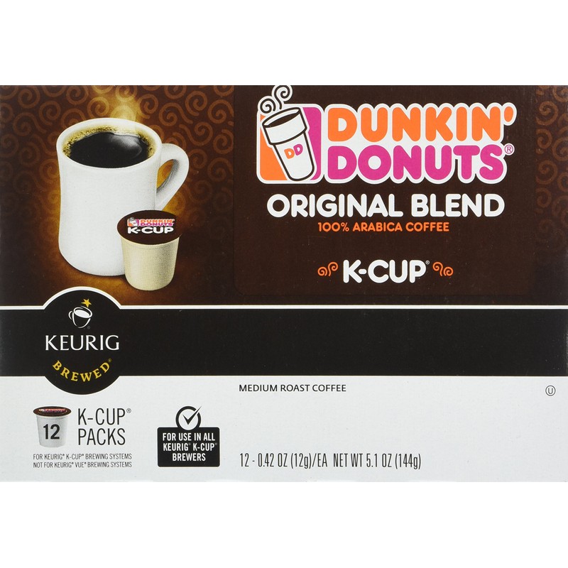 Dunkin' Donuts Original Blend Medium Roast Coffee, 12 K Cups