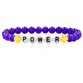 Uloveido Fun Stretchy Inspirational Friendship Bracelet Bright Candy Colors Eye-catching 6mm Beads Elastic Bracelet Motivational Strength Letter, Copper, stone