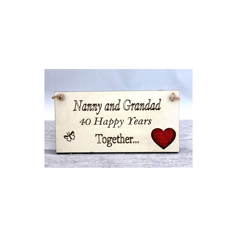 Nanny and Grandad Grandparents Anniversary Gift Plaque Gift 40 Years