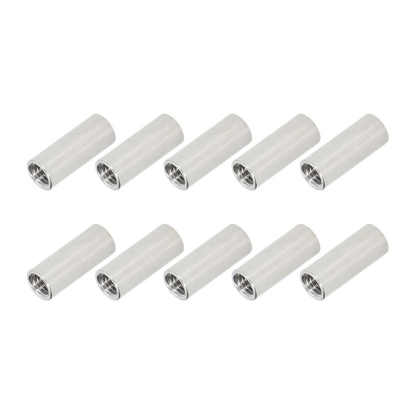 10 Pcs Round Coupling Nut M10x1.5 L35mm Stainless Steel Round