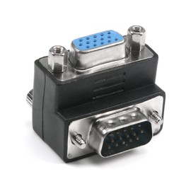Fielect DB15 VGA Gender Changer 15 Pin Female to Male 3-Row Right Angle Mini Gender Changer Coupler Adapter Connector for Serial Applications Blue Pack of 1