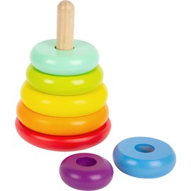 Small Foot Stapelturm Regenbogen, Motorik-Klassiker aus Holz, buntes Stapelspiel, für Kinder ab 12 Monaten, 11775 Toys