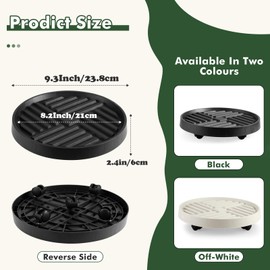 KvyusFlourish 4 Packs 9 Inch Plant Caddy with Wheels Rolling Plant Stand with Wheels Plant Dolly with Drain Tray Outdoor Big Plant Holder Plant Roller Cart, Black