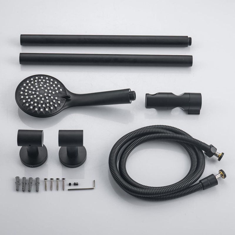 YSNOL Adjustable Shower Slide Bar with 5-Function Handheld Shower Head,