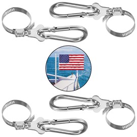 Vazioyar 4Pcs Flagpole Ring,Stainless Steel Adjustable Flag Pole Rings Clamp Anti Winding Flag Mounting Ring，For Boat, Yacht, Vehicle, Garden 0.8-1.5Inch Diameter Flagpole