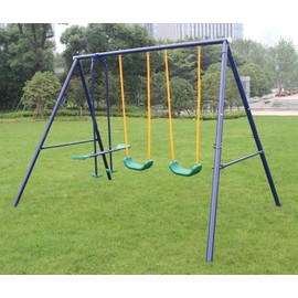 AOKUNG Outdoor Heavy-Duty Metal Swing Set for Kids