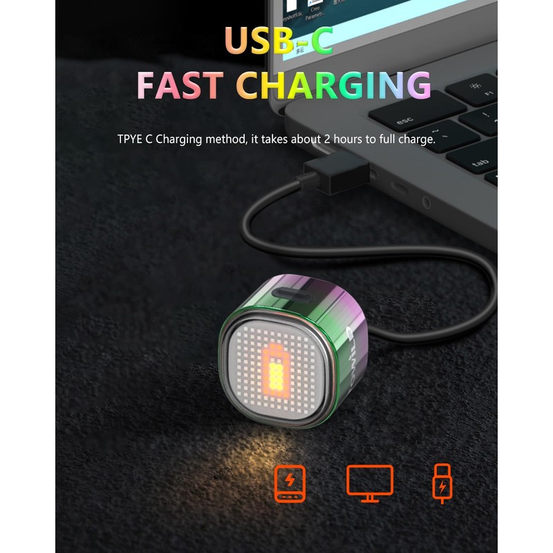 TOWILD TL08 Bike Rear Light with Expression DIY Function,Gradient Color