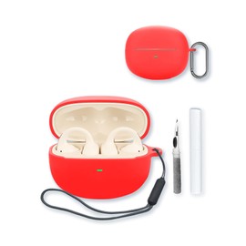 Case for Baseus Bowie MC1 Open Ear Clip-On Earbuds,Soft Protective,BOVUGAC Silicone Case Cover with Keychain & Cleaning Kit & Lanyard for MC1 Earbuds-Red