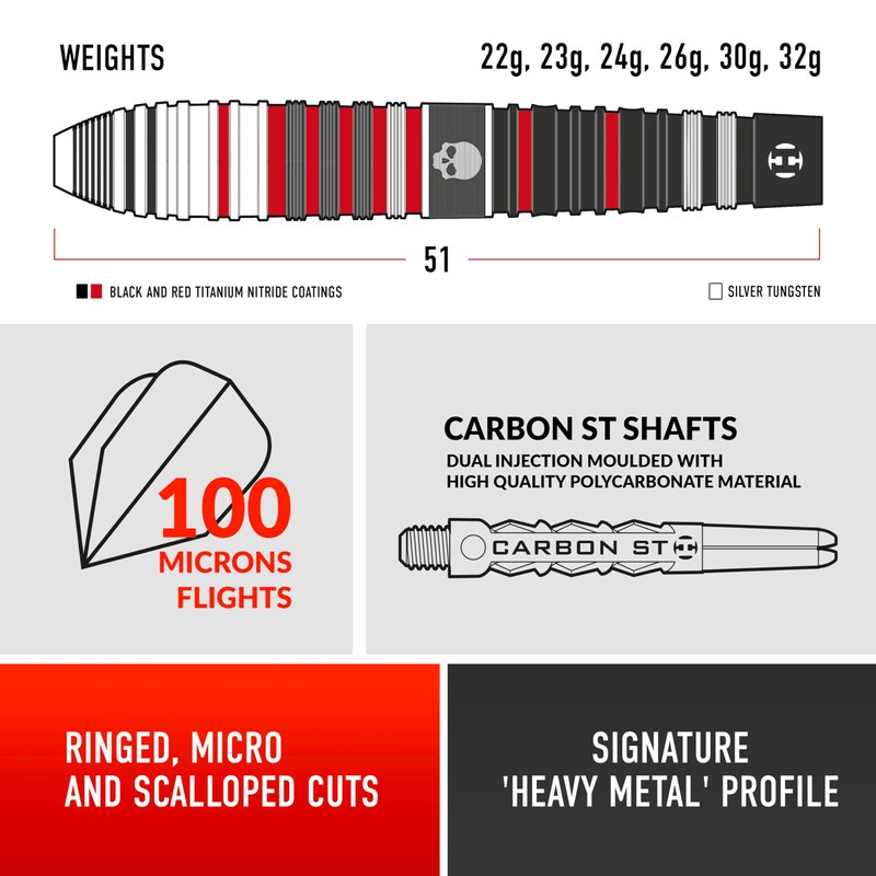 Harrows Ryan Searle Heavy Metal Series 2 Player Dart Set