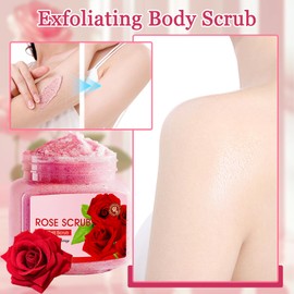Rose Body Exfoliator, Deep Cleaning Exfoliating Body Scrub, Moisturizing Nourishing Salt Rose Body Scrub, 350 g