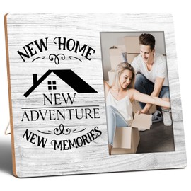 SSQBZU Housewarming Gifts New Home New Adventure New Memories, 4x6 Picture Frame, Wooden Photo Frame, Housewarming Party Decorations, Wall Mount & Table Top, New Home Essentials. (004)