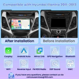Roinvou [8 Core 4G+64G] for Hyundai Elantra 2011-2013 Android Radio with Wireless Carplay Android Auto, 9 Inch IPS Touch Screen Car Stereo, Bluetooth 5.0, 32 EQ, GPS, WiFi, 59UI, AHD Backup Camera
