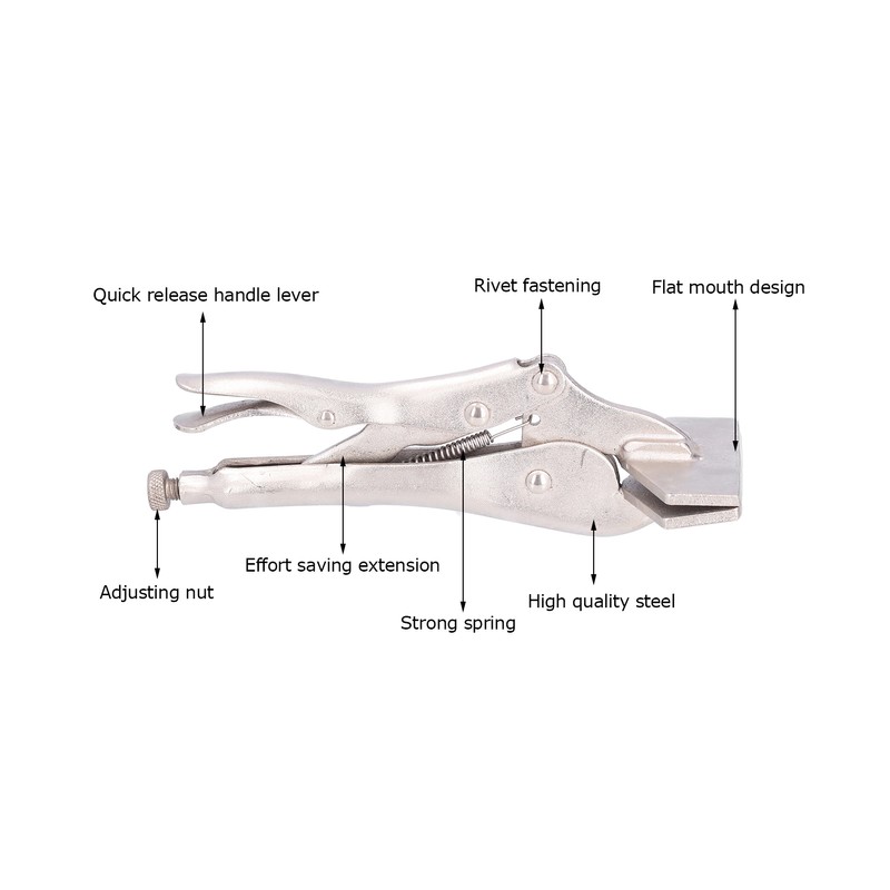 Flat Locking Pliers Steel Adjustable Flat Head Vise Locking Grip