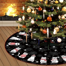 Christmas Tree Skirt, 122 cm Round Christmas Tree Skirt, Knitted Christmas Blanket, Large Tree Mat, Christmas Decoration, Christmas Tree Decoration, Christmas Blanket for Christmas, New Year