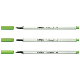 STABILO Set of 3 Felt-Tip Pens Pen 68 Brush Light Green