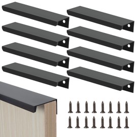Black Furniture Handles Hidden Cabinet Handles 150mm with Screws Concealed Cupboard Handles for Cabinet Door Drawers 8 Pieces 150mm
