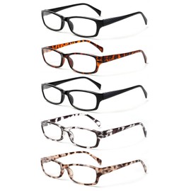 Kerecsen Reading Glasses 5 Pairs Fashion Ladies Readers Spring Hinge with Pattern Print Eyeglasses for Women (Mix Color -4, 1.75)