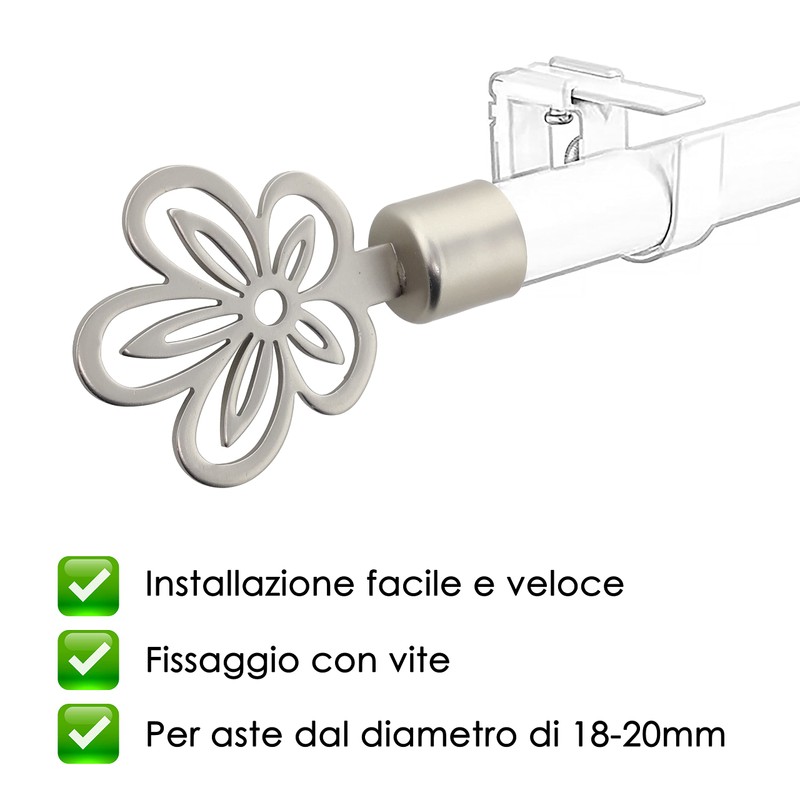 GIRASOLE HOME® 2 x 18-20mm Curtain Rod End Piece (Satin