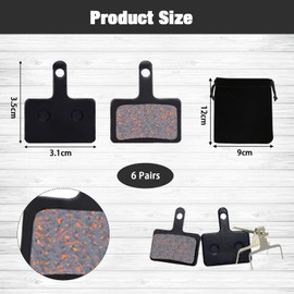 KASURE 6 Pairs Bike Brake Pads, Resin Brake Pads Bicycle Brake Pads Bicycle Disc Brake Pads and Spring Tek Disc Brake Pads Compatible with Shimano M315 M355 M515 M525 M575 M416 M446 M465