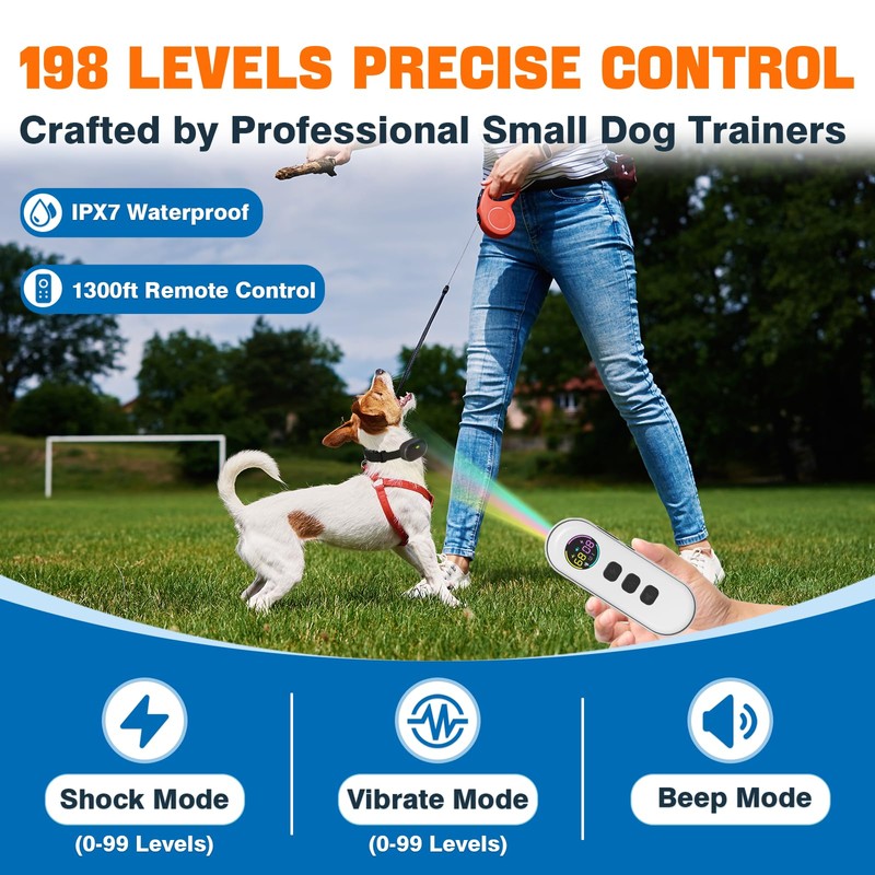 Small Dog Shock Collar with Remote, Lightweight Dog Training Collar