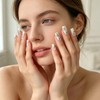 24 unghie finte a pressione con foglie dorate e blu,