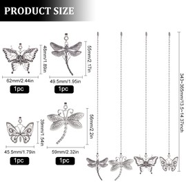 BENECREAT 4 Style Butterfly Dragonfly Ceiling Fan Pull Chain, Alloy Silver Table Lamp Extension Chain with 304 Stainless Steel Ball Chain Connector for Light Floor Lamp Switch