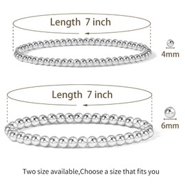 Badu Silver Beaded Bracelets for Women Silver Plated Bracelet Stretchable Adjustable Bracelet