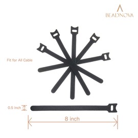 BEADNOVA Reusable Cable Straps Adjustable Cable Ties Cord Wire Organizer for Cord Management (8 Inches, 60 Pieces, Black)