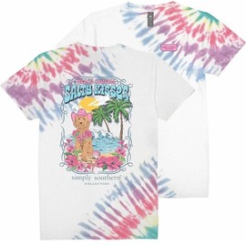 Simply Southern Beach Cowgirl - Salty Kisses - Dog - Beach - Adult Tie Dye T-Shirt (US, Alpha, Large, Regular, Regular, Glow Tie Dye)