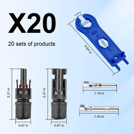 MOOKEERF Solar Connectors - 20Pairs / 40PCS Solar Panel Connector Male Female with Dual Spanners IP67 Waterproof