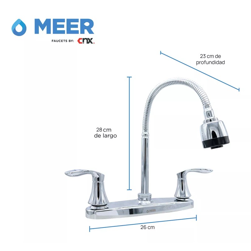 CNX Mezcladora Cromada Para Fregadero Con Cuello Flexible