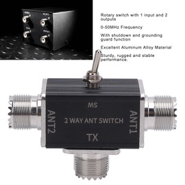 Antenna Switch DC-500MHz 2 Way Antennae Splitter for Ham Radio 1 Input 2 Output 0-50MHz Frequency Transfer Switch SO239 Interface