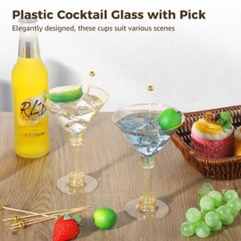 Chewoof 50 Pack Plastic Martini Glasses, 5oz Disposable Martini Glasses, for Party Wedding Events Wine, Desserts and Appetizers