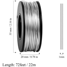72 Feet 18 Guage Aluminium Wire Tarnish Resistant Metal Craft Wire for Jewelry Making（Silver，1mm）