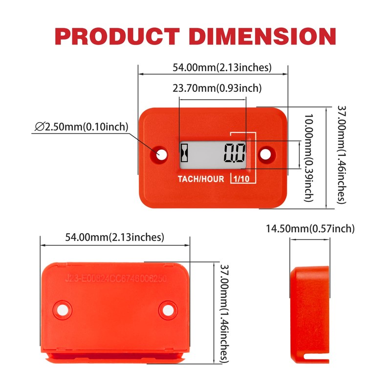 RileyFine RQ-HM012 Digital Tachometer, TOT Hour Recording, Real Time Speed