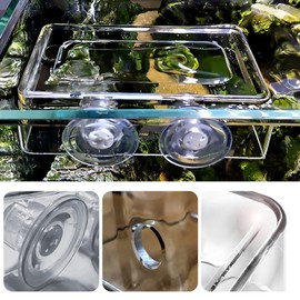 DONGKER Fish Feeding Ring, 1 Piece Transparent Acrylic Aquarium Feeder, Square Food Feeder Feeding Ring with Suction Cup for Aquariums