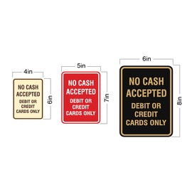 Signs ByLITA Portrait Round No cash accepted debit or credit cards only Sign (Brushed Gold) - Medium