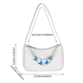 MUNSKT Vintage-Inspired Leather Hobo Bag - Adjustable Butterfly Chain Crossbody Purse for Day/Night (Chestnut Brown, 8.7x5.5x3.1 Inches) (white)