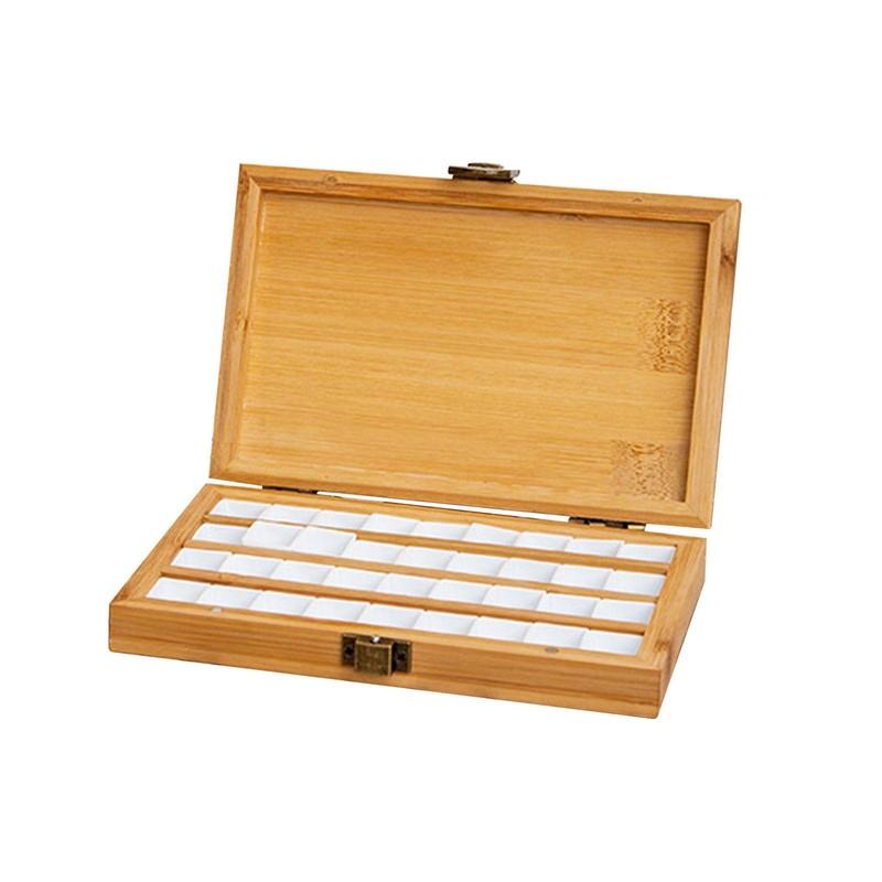 Harilla Portable Empty Bamboo, Durable Palette, Wooden Gouache with Lid,